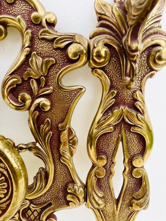 Image 1 of Bronze, Vintage Louis Xv Style, Porte-manteau mural et étagère, 1960S