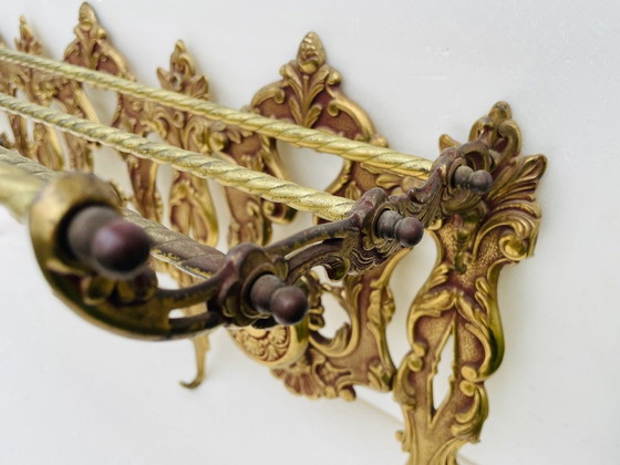 Image 1 of Bronze, Vintage Louis Xv Style, Porte-manteau mural et étagère, 1960S