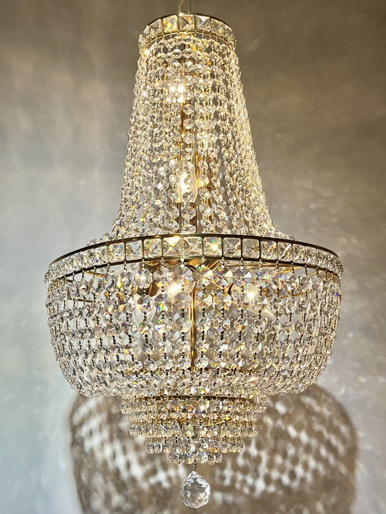 Image 1 of 2X Swarovski Branded Chandeliers Pendentifs Lampe de Poche Chandeliers Cristal