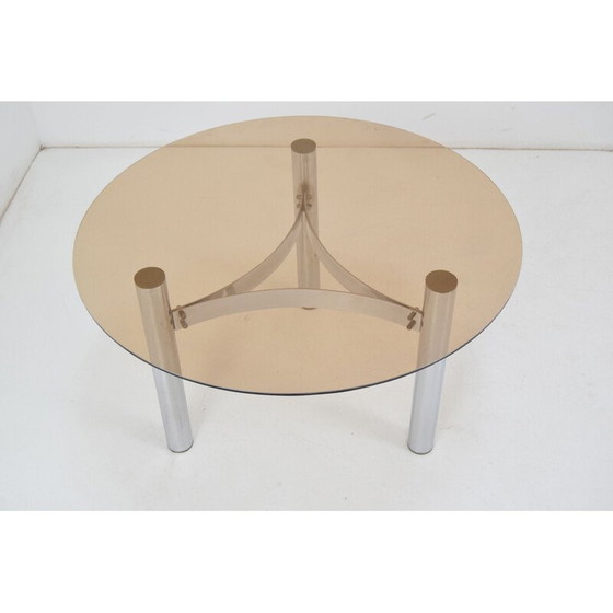 Image 1 of Table basse vintage en verre chromé, Tchécoslovaquie 1980