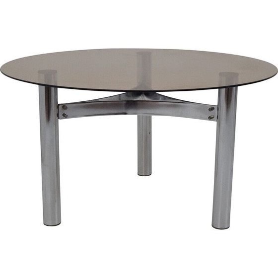 Image 1 of Table basse vintage en verre chromé, Tchécoslovaquie 1980