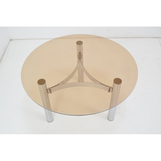 Image 1 of Table basse vintage en verre chromé, Tchécoslovaquie 1980