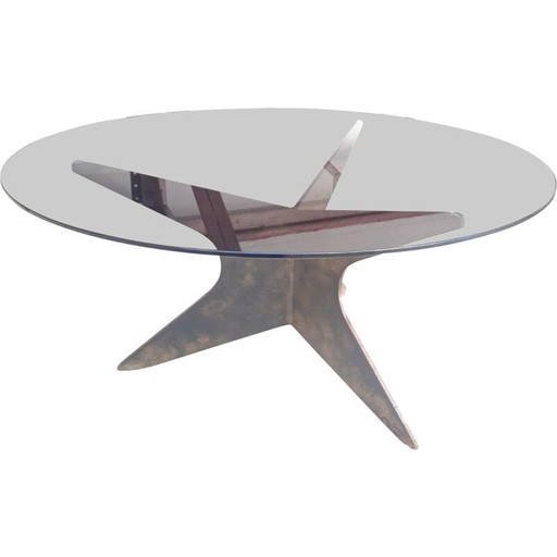 Table basse vintage en fer patiné, 1960