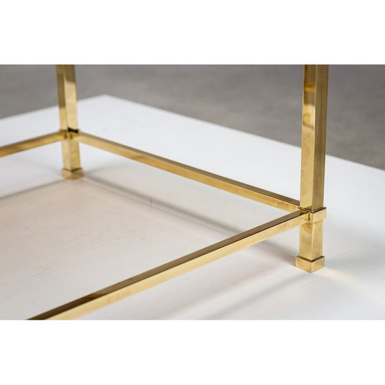 Image 1 of Paire de tables d'appoint vintage en laiton et verre fumé par Lefevre, France 1970