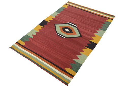 Kilim Fars tissé à la main en laine - 197 X 138 cm