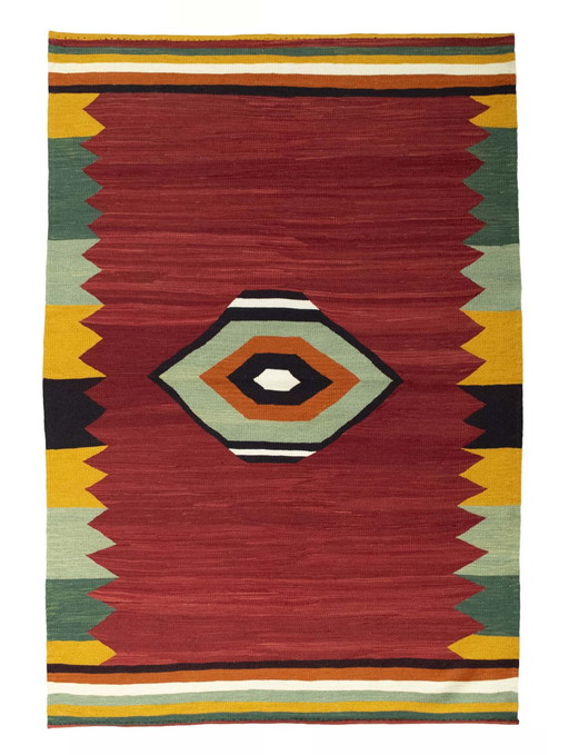 Kilim Fars tissé à la main en laine - 197 X 138 cm