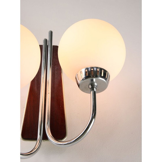 Image 1 of Applique vintage en chrome et verre opale