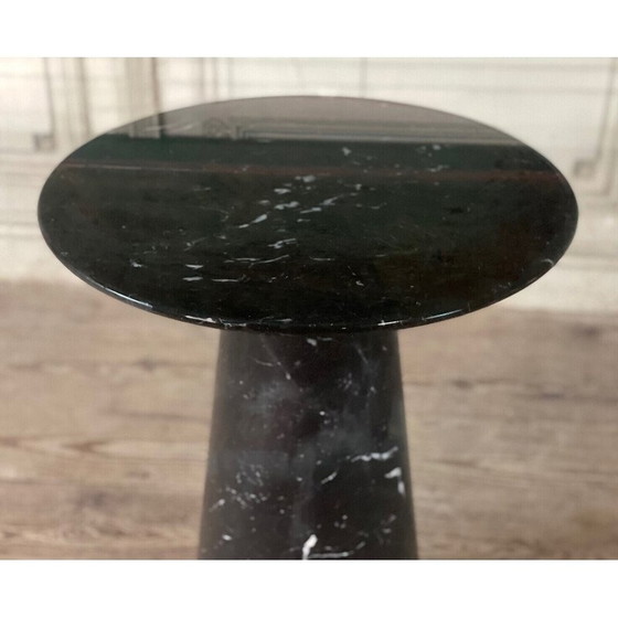 Image 1 of Table de salle à manger du milieu du siècle avec pieds en marbre noir et plateau en verre par Angelo Mangiarotti, Italie 1970