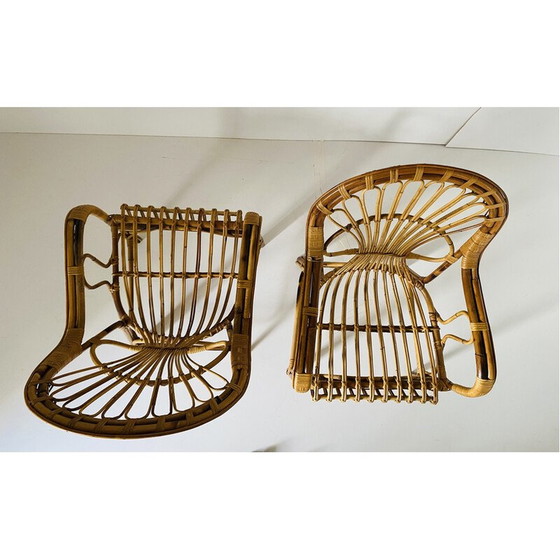 Image 1 of Ensemble de jardin vintage en rotin et bambou, Italie, années 1970