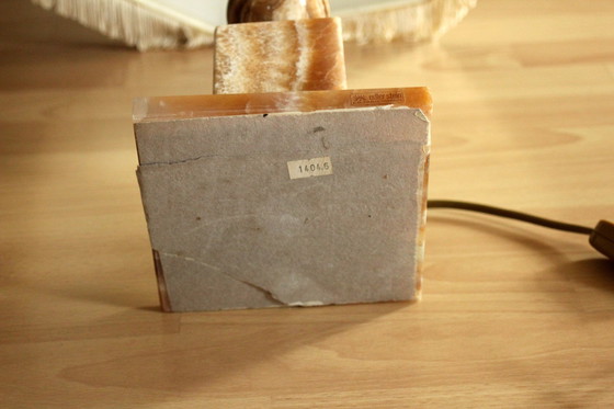 Image 1 of Vintage Grande lampe de salon Lampe de table Sur pied en onyx