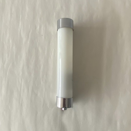 Lampe Applique Tube Opaline Et Laiton Chromé