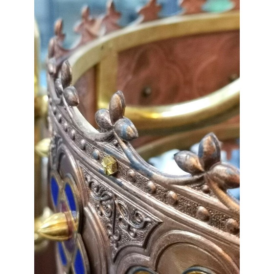 Image 1 of Lustre vintage à 3 lumières plaqué or de Jozsef Engelsz, 1970