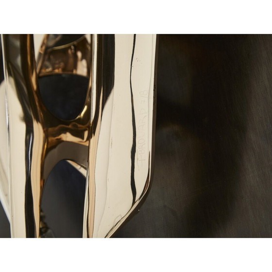 Image 1 of Sculpture lumineuse vintage en bronze doré poli par Fred Brouard, 1976