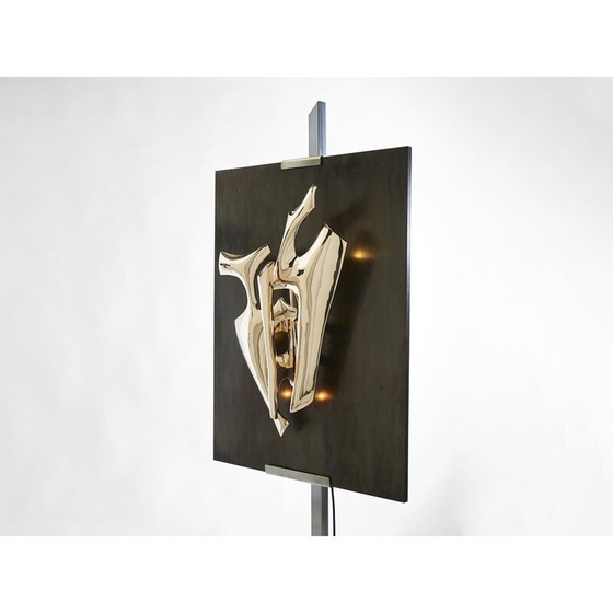 Image 1 of Sculpture lumineuse vintage en bronze doré poli par Fred Brouard, 1976