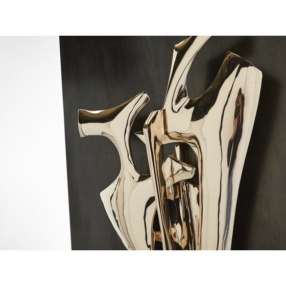 Image 1 of Sculpture lumineuse vintage en bronze doré poli par Fred Brouard, 1976
