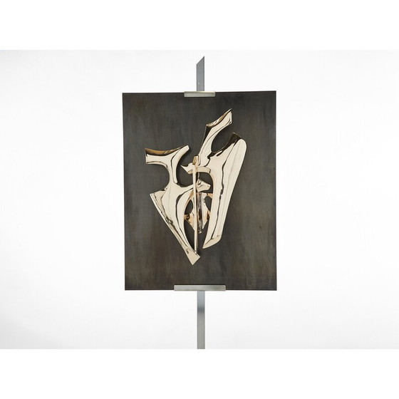 Image 1 of Sculpture lumineuse vintage en bronze doré poli par Fred Brouard, 1976