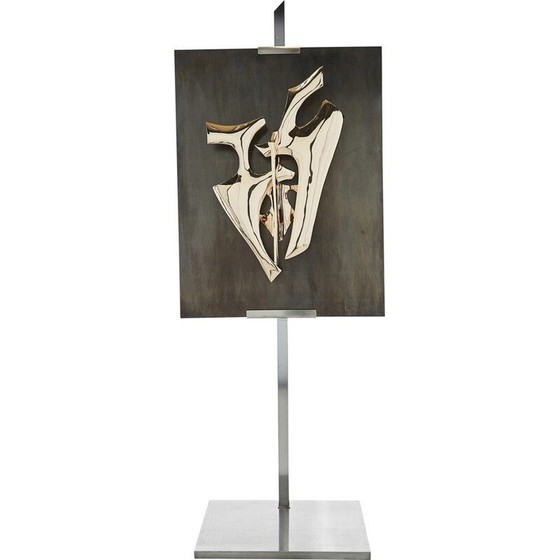Image 1 of Sculpture lumineuse vintage en bronze doré poli par Fred Brouard, 1976