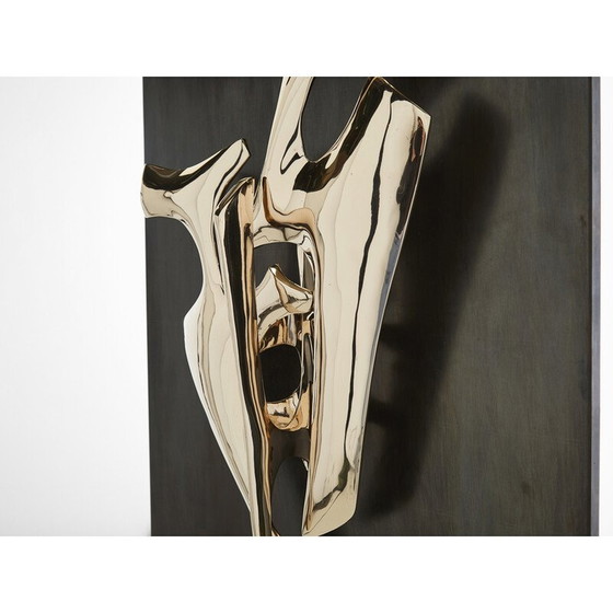 Image 1 of Sculpture lumineuse vintage en bronze doré poli par Fred Brouard, 1976
