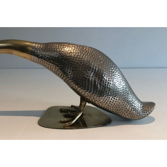 Image 1 of Ensemble de 3 canards en argent et laiton, 1970