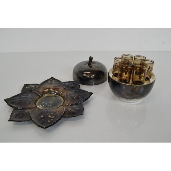 Image 1 of Récipient vintage en métal et verre, Tchécoslovaquie, années 1950