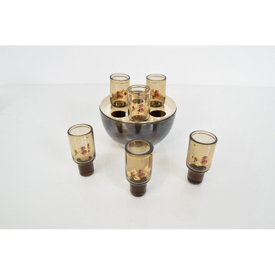 Image 1 of Récipient vintage en métal et verre, Tchécoslovaquie, années 1950