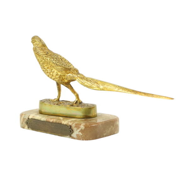 Image 1 of Statue Art Déco Faisan Bronze doré