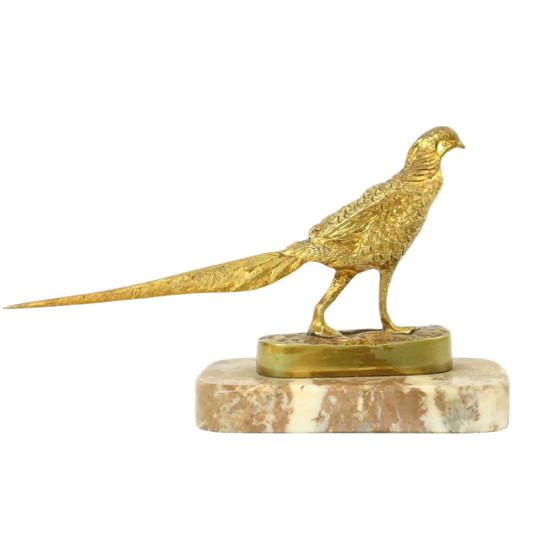 Image 1 of Statue Art Déco Faisan Bronze doré