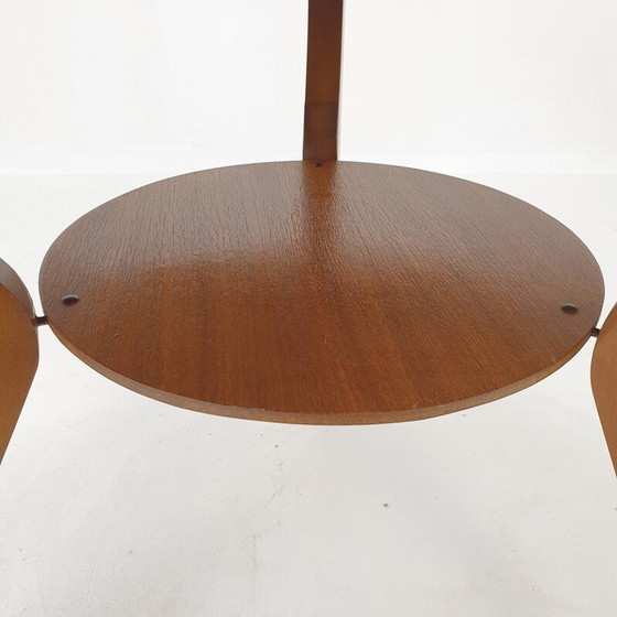 Image 1 of Table d'appoint italienne vintage en bois avec pieds en laiton, années 1960