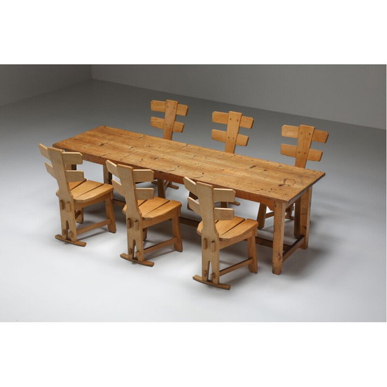 Image 1 of Table de salle à manger vintage en bois rustique, 1950s