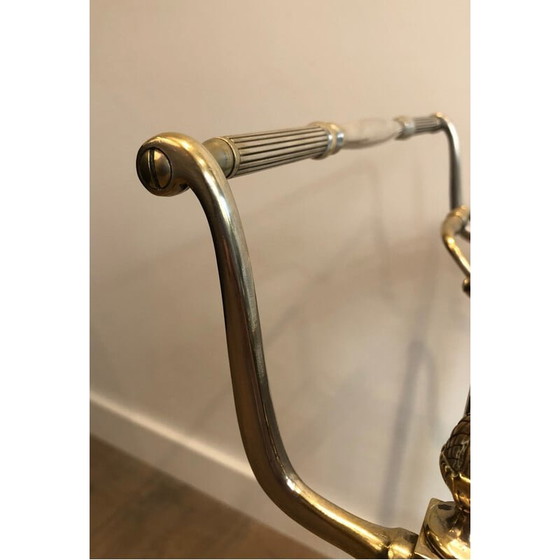 Image 1 of Table roulante vintage en laiton argenté par Maison Jansen, années 1940