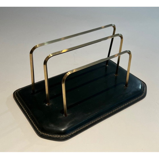 Image 1 of Trousse de bureau vintage en cuir matelassé, France 1950