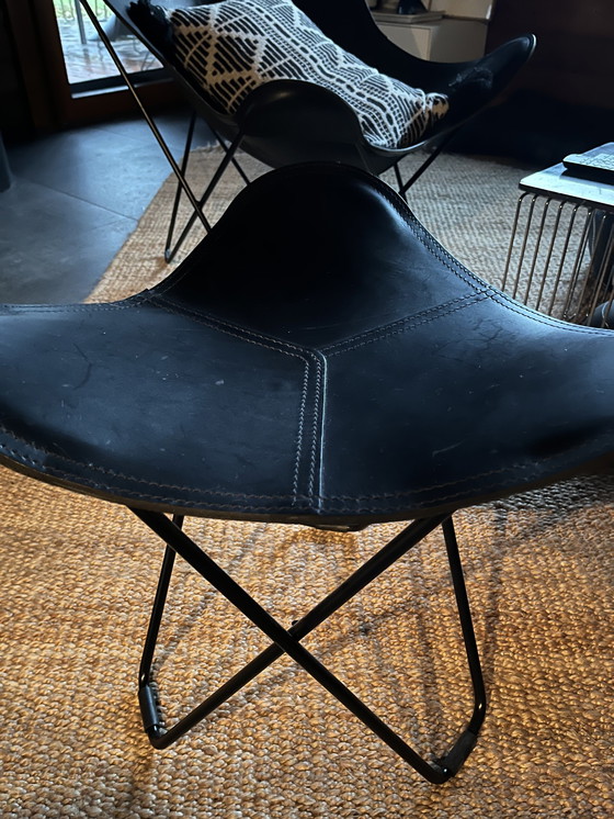 Image 1 of Flying Goose Pampa Tabouret, cuir noir