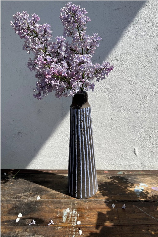 Vase Lyllested Keramik Danemark, Vintage, Fait main, Relief, 1970S