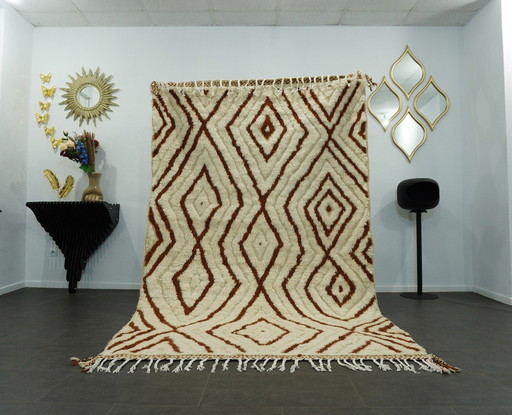 Tapis berbère - 269 Cm X 167 Cm - Laine blanche et marron