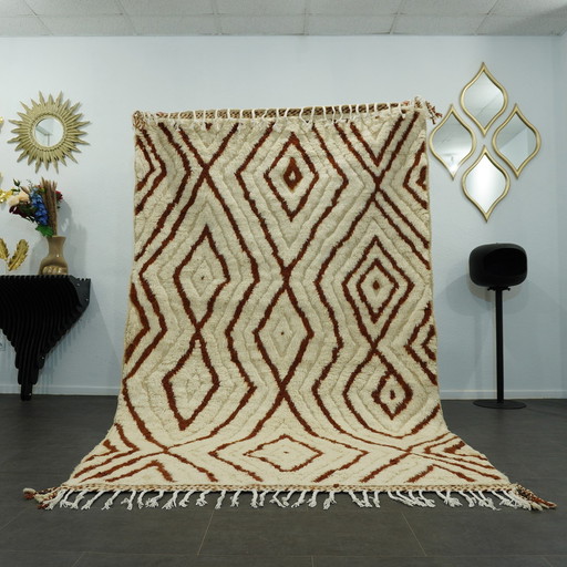 Tapis berbère - 269 Cm X 167 Cm - Laine blanche et marron