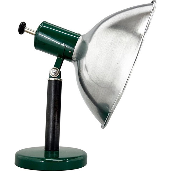 Image 1 of Lampe de table industrielle vintage en métal et bois de hêtre, 1970