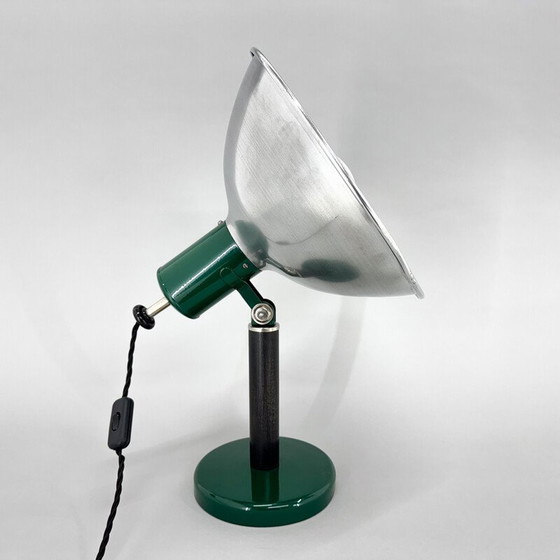 Image 1 of Lampe de table industrielle vintage en métal et bois de hêtre, 1970