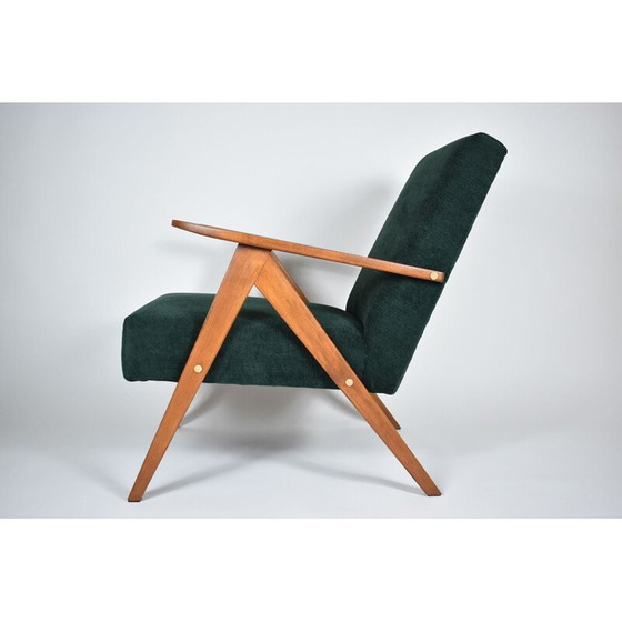 Image 1 of Fauteuil vintage tissu forêt vert, Scandinave 1960s