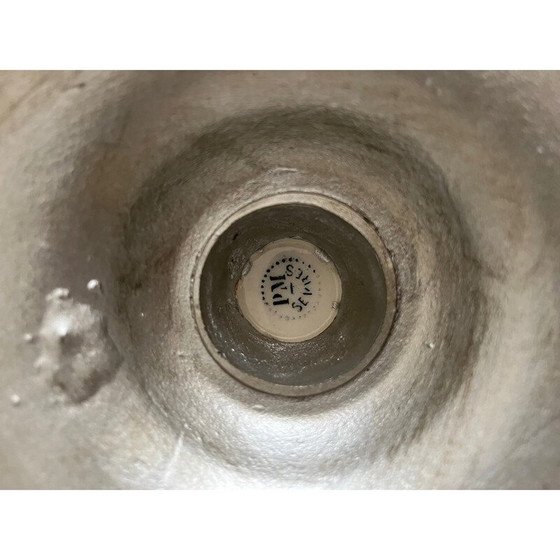 Image 1 of Bol vintage en faïence bleue et métal chromé par Paul Millet pour Sévres, 1930