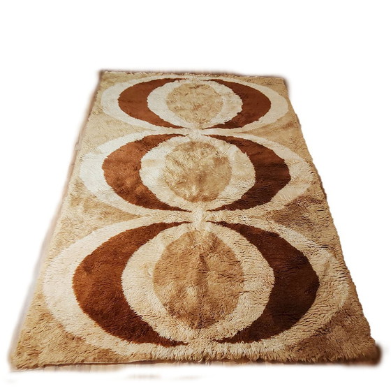 Image 1 of Tapis de l'ère spatiale des années 1970 en laine.