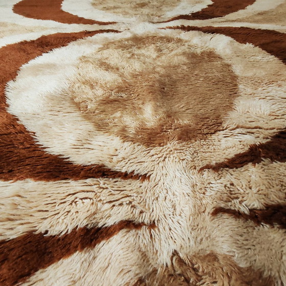 Image 1 of Tapis de l'ère spatiale des années 1970 en laine.