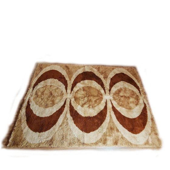 Image 1 of Tapis de l'ère spatiale des années 1970 en laine.