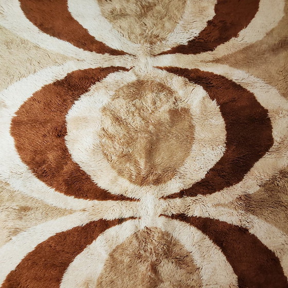 Image 1 of Tapis de l'ère spatiale des années 1970 en laine.