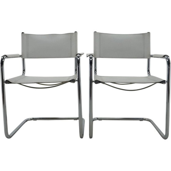 Image 1 of Paire de fauteuils vintage en cuir chromé