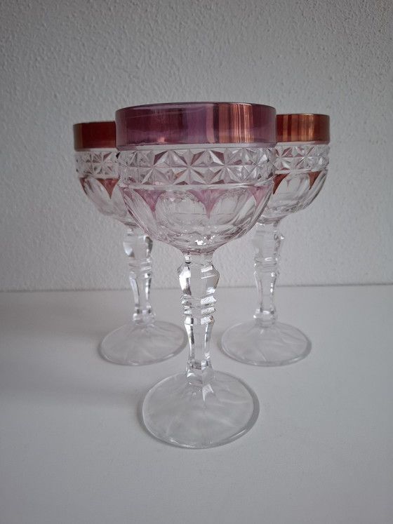 Image 1 of 3 verres à vin colorés en cristal vintage