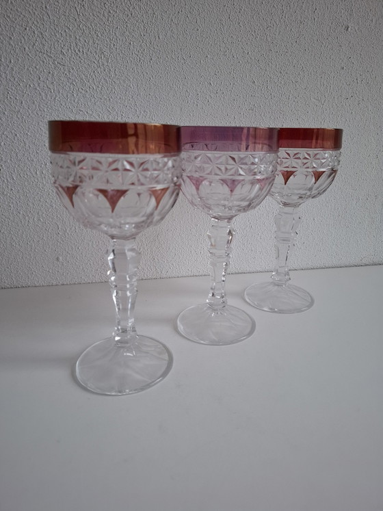 Image 1 of 3 verres à vin colorés en cristal vintage