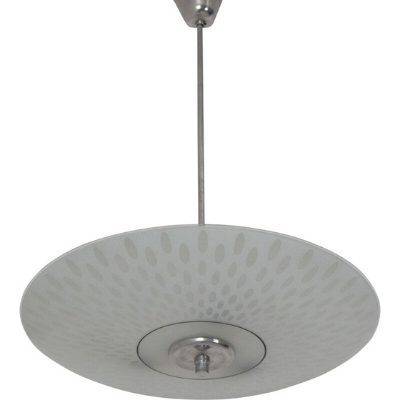 Image 1 of Lampe suspendue vintage en verre et métal par Napako, Tchécoslovaquie 1970