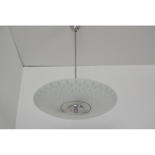 Lampe suspendue vintage en verre et métal par Napako, Tchécoslovaquie 1970