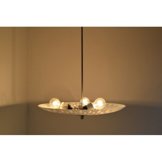 Image 1 of Lampe suspendue vintage en verre et métal par Napako, Tchécoslovaquie 1970