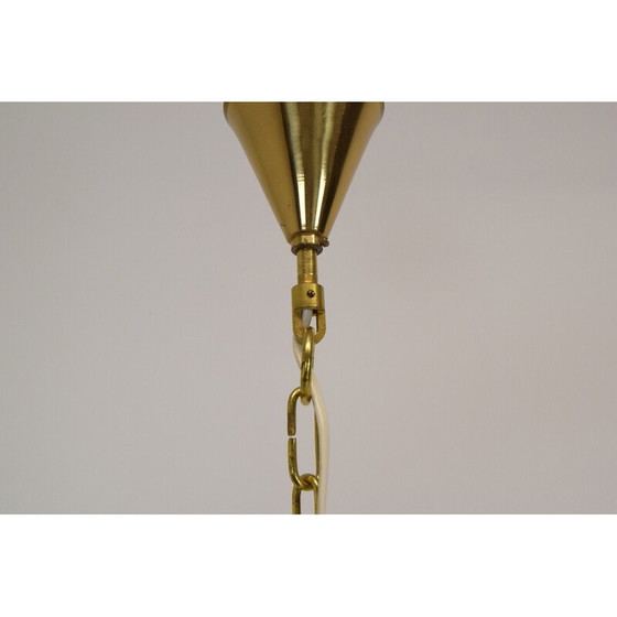 Image 1 of Lampe suspendue vintage en verre et laiton, Tchécoslovaquie, années 1960